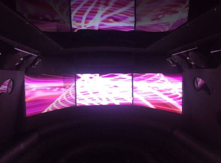 a television screen with a lot of lights on it.